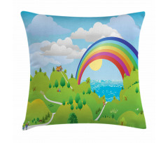 Landscape with Rainbow Clouds Pillow Cover