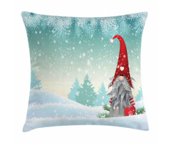 Elf Tomte Standing on Snow Pillow Cover