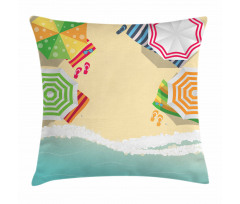 Sandy Beach Umbrellas Pillow Cover