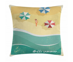Woman Sunbathing Beach Pillow Cover