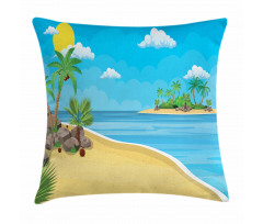 Palms Rocks Sand Sun Pillow Cover