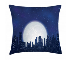 Moon Stars and City Pillow Cover