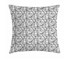 Sketch Style Glove Bat Pillow Cover