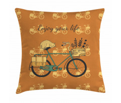 Bicycle with Flower Crates Pillow Cover