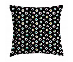 Dashed Circles Cartoon Eyes Pillow Cover