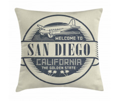 Stamp Airplane Welcome Pillow Cover