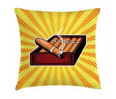 Cigar Box in Pop Art Style Pillow Cover