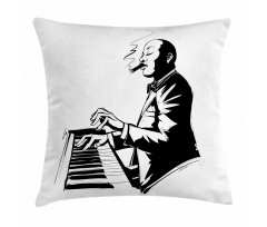 Jazz Pianist Sketch Artwork Pillow Cover