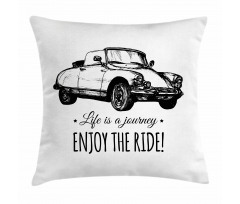 Hand Sketched Car Pillow Cover
