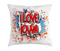 I Love Iowa Comic Book Pillow Cover