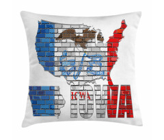 Iowa Map on a Brick Wall Pillow Cover