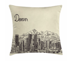 Denver City Skyline Sketch Pillow Cover