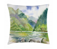 Summer River with Trees Pillow Cover