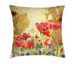 Poppy Blossoms Countryside Pillow Cover