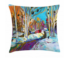 City Urban Park in Winter Pillow Cover