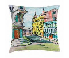 Watercolor Sketch City Pillow Cover