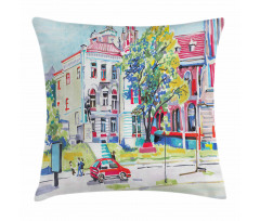 Old European Town Scenery Pillow Cover