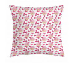 Doodle Style Strawberry Pillow Cover
