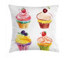 Pastel Watercolor Bakery Pillow Cover