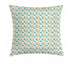 Sun and Clouds with Outlines Pillow Cover