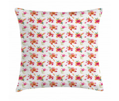 Watercolor Style Blossoms Pillow Cover