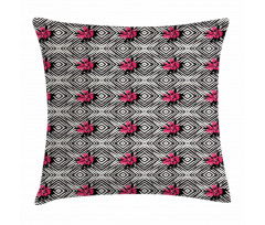 Rhombus Pattern Flowers Pillow Cover