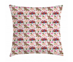 Bunny with Floral Headdress Pillow Cover