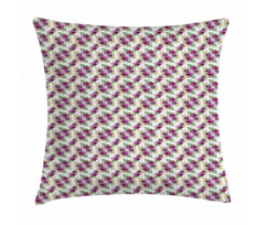 Rows of Purplish Flowers Pillow Cover