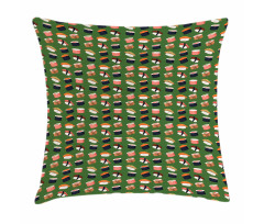Seafood Rolls on Green Shade Pillow Cover