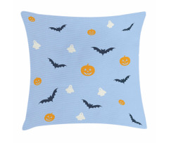 Pumpkins and the Flying Bats Pillow Cover