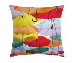 Hanged Vivid Umbrellas Pillow Cover