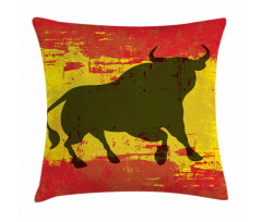 Bull Silhouette on Flag Pillow Cover