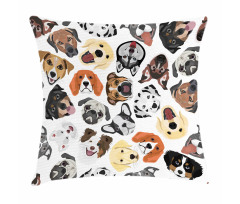 Faces of Various Dog Breeds Pillow Cover