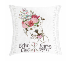 Dog in a Feather Headpiece Pillow Cover