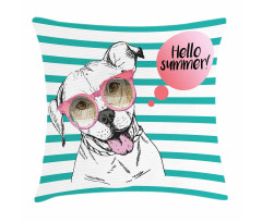 English Pitbull Sunglassess Pillow Cover