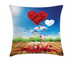 Rose Leaves Heart Pillow Cover