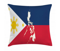 Map and Flag of Country Pillow Cover