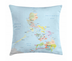 Map Cities with Seas Pillow Cover