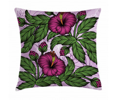 Hibiscus Blossoms Pattern Pillow Cover