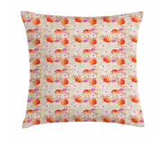Plants and Hibiscus Flowers Pillow Cover