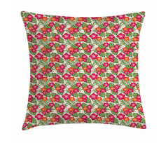 Pink and Orange Hibiscus Pillow Cover