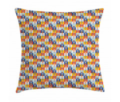 Checkered and Floral Pillow Cover