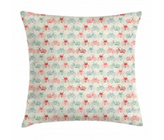 Vintage Style Bike Pattern Pillow Cover