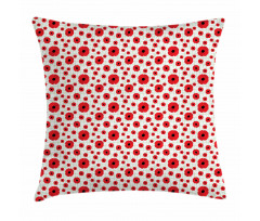 Vivid Blossoms on a Pale Grid Pillow Cover