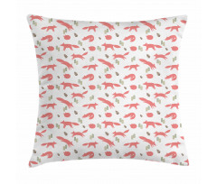 Pastel Forest Animals and Herbs Pillow Cover