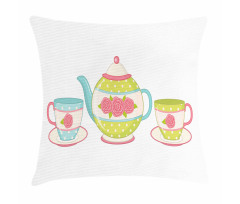 Classic Porcelain Floral Teapot Pillow Cover