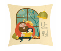 Father Daughter Reading Pillow Cover