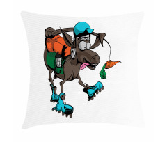 Funny Animal Chasing Carrot Pillow Cover