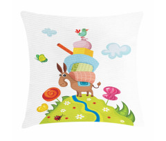 Goofy Donkey with Baggages Pillow Cover