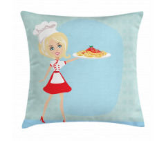Blonde Chef with Spaghetti Pillow Cover
